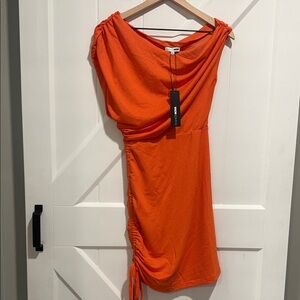 Fashion Nova Asymmetrical Orange Dress
